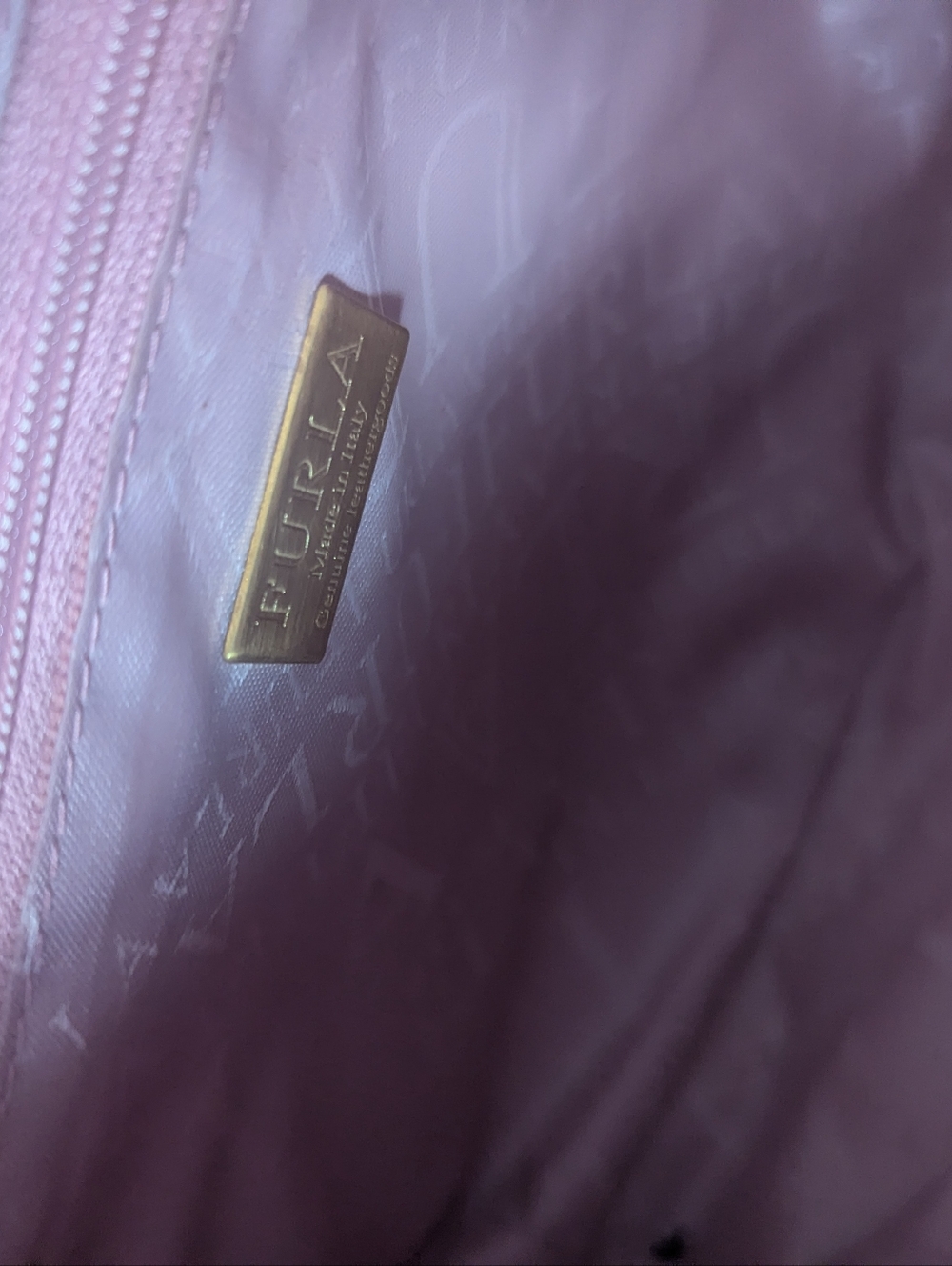 Furla Dusty Pink Pebbled Leather Shoulder Bag with Gold Rings - Picture 6 of 6